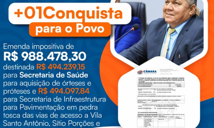 Vereador Chagas Moura destina quase R$ 1 milhão em emendas para saúde e infraestrutura em Juazeiro do Norte